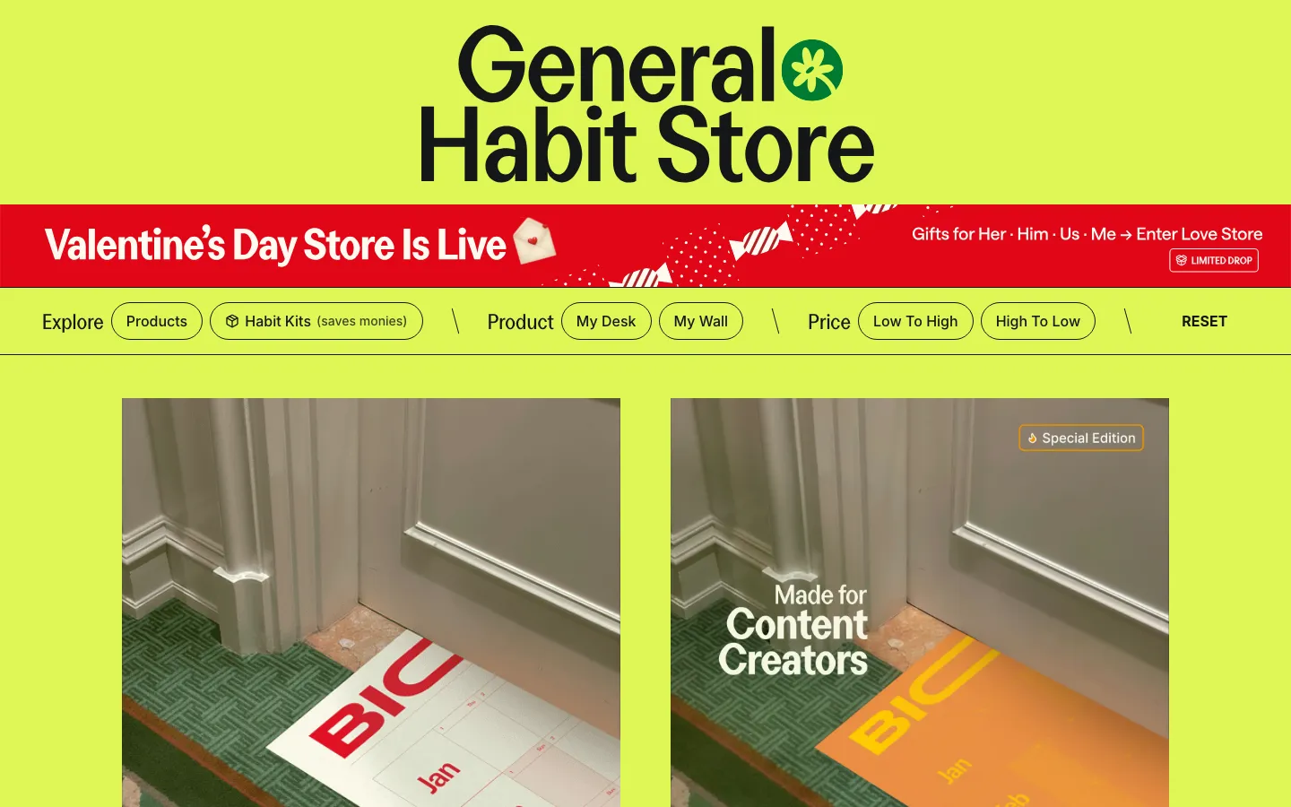 Good Habits Club store home page